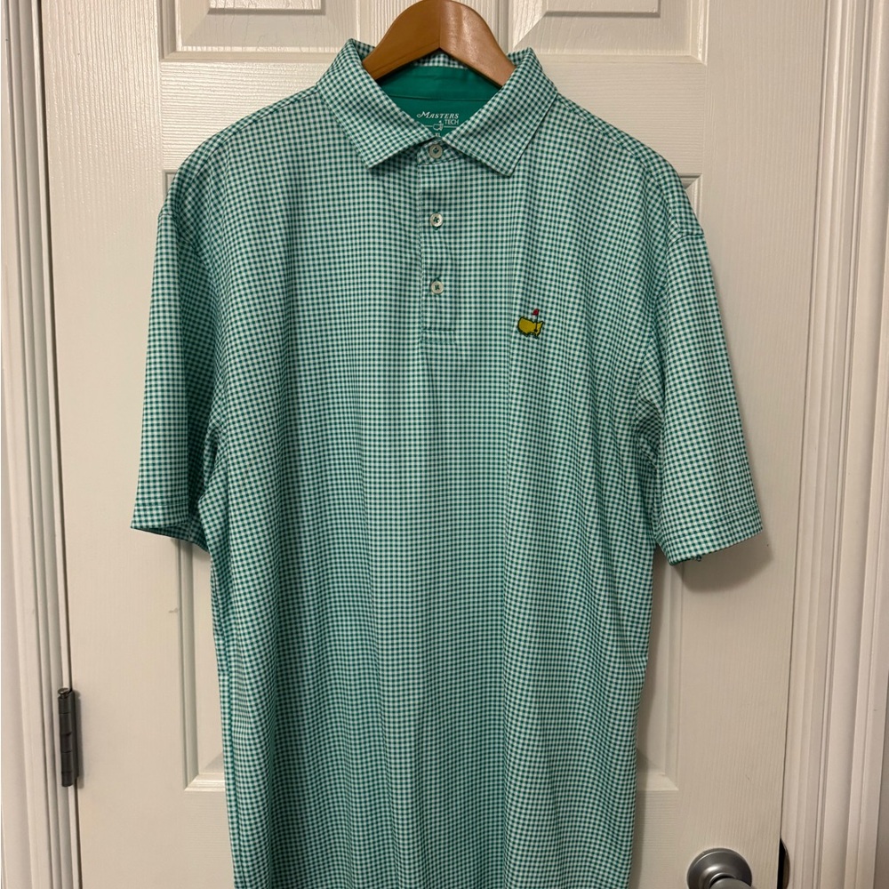 Masters Tech Men’s Green Gingham Check Performance Polo